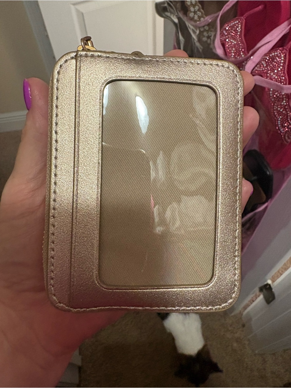 Coach Metallic Gold Zip Card Case - Picture 4 of 7